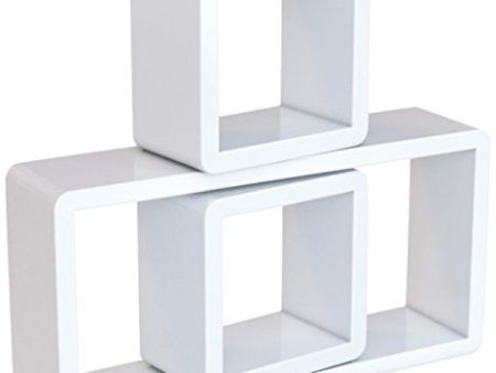 Songmics Estante de Pared, Juego de 3 estantes flotantes de Cubo, Estantes Decorativos, Estantes de exposición, Acabado de Alto Brillo, para Dormitorio, salón, Cocina, Máx. Carga 15 kg, Blanco LWS102 Reacondicionado Online